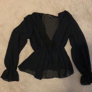 Black sheer low cut top